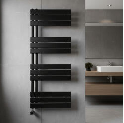 WENTOREX Asymmetric Electric 700 Watt elektromos törölközőszárító radiátor (fekete - 500 mm) - ecoheat