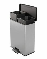 Keter Szemetes, pedálos, újrahasznosított műanyag, kivehető kukák, 2x26 l, CURVER "Deco bin duo", fekete/ezüst