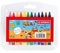 STABILO "Yippy-wax" zsírkréták, műanyag csomagolásban, 12 különböző színben, 12 db
