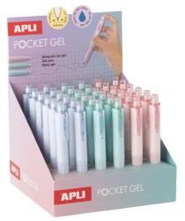 APLI Géltoll, mini, kijelzős, 0, 5 mm, nyomómechanizmus, APLI "Pocket Gel", pasztellszínek keveréke, 36 db