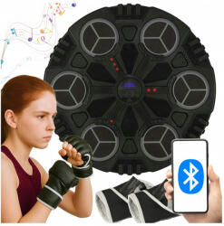  LED bokszfal, 6 ütőponttal, 2 kesztyűvel + zenés bluetooth funkcióval - 35, 5 cm, fekete-szürke (KX3009)