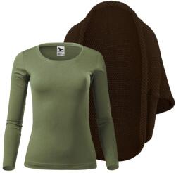Bontis Set damă: Cardigan tricotat și tricou cu mânecă lungă - Maro / kaki | XL (set-L497/MAL169_10/khaki_XL)