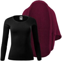 Bontis Set damă: Cardigan tricotat și tricou cu mânecă lungă - Prună / Negru | 2XL (set-L497/MAL169_9/blck_2XL)
