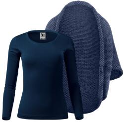 Bontis Set damă: Cardigan tricotat și tricou cu mânecă lungă - Melanj denim / albastru marin | L (set-L497/MAL169_7/navy_L)