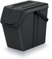 KEDEN Coș pentru sortarea deșeurilor 25 l, negru reciclat, stivuibil cu capac frontal Cos de gunoi