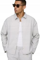 Boohooman Férfi Ing Elegáns Slim Szürke Csíkos Hosszú Ujjú M Z3A (CMM12163-508-56)