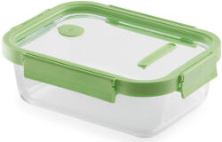Lékué Glass Container Rectangular téglalap alakú légmentes üveg ételtároló doboz, 1, 52L, üveg és platina szilikon, zöld