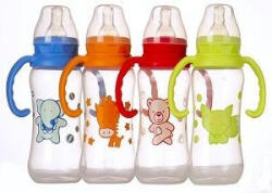 Baby Bruin cumisüveg fogóval BPA mentes 240 ml szilikon etető cumival - plazapatika