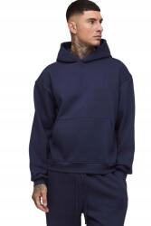 Boohooman Férfi Kapucnis Pulóver Sötétkék Nyomott Minta Nélküli Hosszú Ujjú XXL Z3A (CMM16850-148-1148)
