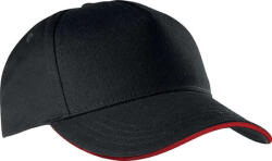 K-UP KP130 5 paneles kontrasztos baseball sapka - black/red színben (kp130bl/re-u)