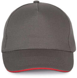 K-UP KP124 5 paneles kontrasztos baseball sapka - slate grey/red színben (kp124sl/re-u)