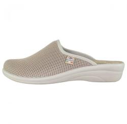 Fly Flot Saboti dama, bej, ortopedici, de casa, textil, cu interior din piele naturala, talpa joasa, Fly Flot T4-368-FE-Bej (Marime: 36) (T4-368-FE-Bej-36)