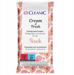Cleanic Cream&Fresh Peach ápoló kéztörlőkendő, 15 db (009503596)