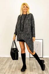 SHOPIKA Bluza cu model floral embosat si croiala asimetrica, design statement gri si negru Talie unica