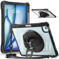  Strap Tartós borítás átlátszó hátlappal és vállpánttal iPad Air 11 (2024/25/26)/Air (2022)/(2020) iPad Air 11 (2024/25/26)/Air (2022)/(2020) - Fekete (6602007508A)