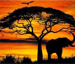 NORIMPEX - Puzzle Tablou Diamant: Elefant la apus de soare 30x40cm - 1 - 39 piese
