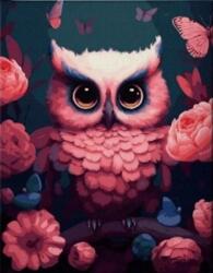 NORIMPEX - Puzzle Tablou Diamant: Bufniță roz 30x40cm - 1 - 39 piese