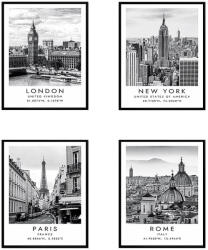 AdTrend Set 4 tablouri decorative olegrafie pe hartie City 40 x 50 cm (107460)