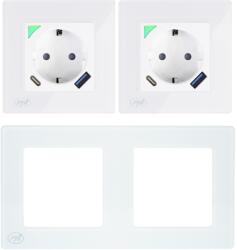 PNI Kit Priza dubla inteligenta PNI SmartHome WP202 WiFi cu rama montaj ingropat control prin internet (PNI-WP202-2)