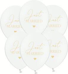 PartyDeco Бял балон - Just Married 50 бр