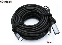 Infobit Cablu activ USB 3.0 de extensie AM/AF, Infobit iCable-USB-ACC20, 5Gbps, 20 m (iCable-USB-ACC20)