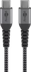 Goobay Cablu textil USB TYPE C tata-tata 0.5m 3A mufe metalice argintiu Goobay (49301) - drumix