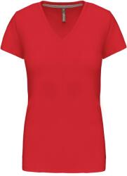 Kariban v-neck k381 / Дамска тениска с къс ръкав - червена s (20k38100401)