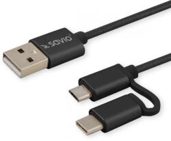 SAVIO USB 2.0 Type C + microUSB Átalakító Fekete 1m CL-128 (CL-128)