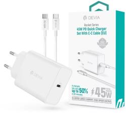 DEVIA Rocket Series 45W PD+QC hálózati gyorstöltő adapter + Type-C/Type-C kábel fehér (ST112896)
