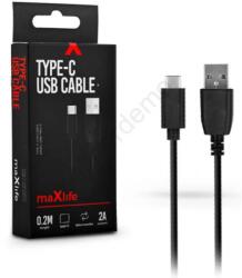  USB 2.0 Type C Töltő/adatkábel Fekete 20cm TF-0066 (TF-0066)