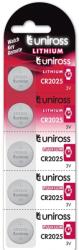 Uniross CR2025 3V lithium gombelem (CR) 5db