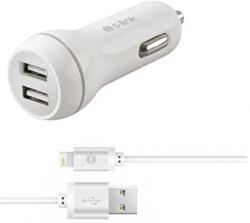 S-Link SW-C530 Autós töltő 2xUSB + micro USB kábel fehér (17524)
