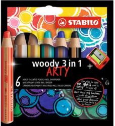 STABILO Színes ceruza készlet kerek vastag Woody ARTY 3in1 6 különböző szín