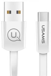 USAMS U2 adatkábel USB - Type-C, lapos kábel, FEHÉR (SJ200_W)