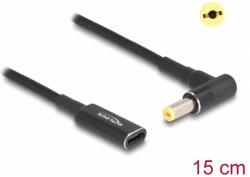 Delock Laptop töltőkábel adapterkábel USB Type-C anya - Acer 5.5 x 1.7 mm apa 90° fokban hajlított 15 cm (60038)