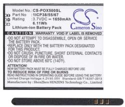 Cameron Sino Navon Mizu D501 CAMERON SINO Li-Ion akku 3.7V/1650mAh, NAVON G55133 kompatibilis, FEKETE (CS-POX500SL)
