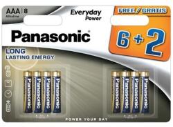 Panasonic EVERYDAY POWER szupertartós elem AAA, alkáli, 8db/csomag (LR03EPS/8BW 6+2F)