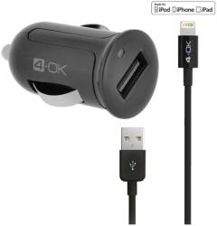 Blautel 4-OK autós töltő USB aljzat 12W + lightning kábel (IPCM25)