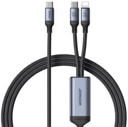 JOYROOM adatkábel 2in1 Type-C - Type-C/lightning, cipőfűző, FEKETE (SA21-1T2)