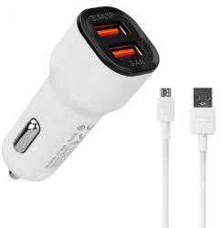 S-Link EC30M Autós töltő 2xUSB + Micro USB kábel fehér (35679)