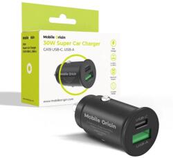 Mobile Origin Autós töltő 1xUSB-A 1xUSB-C 30W fekete MO-30WSCCH-CA19 (MO-30WSCCH-CA19)