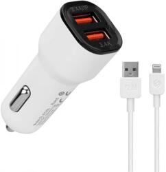 S-Link EC30L Autós töltő 2xUSB + Lightning kábel fehér (35680)