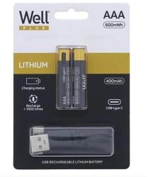 Well Lithium mikro ceruza akku (AAA) 400mAh 2db (ACCU-10440/40C-BL2-WL)