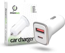dreamtech PD autós töltő Type-C + USB A csatlakozókkal 18W (124335)
