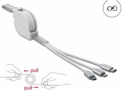 Delock USB Lightning + Micro USB + USB Type C Átalakító Fehér-Ezüst 1m 85850 (85850)