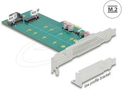 Delock PCI Express x4 kártya - 1 x M. 2 aljzat B nyílással + 1 x NVMe M. 2 aljzattal M nyílással - alacsony profilú formatényező (89047)