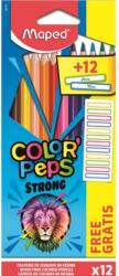 Maped Color Peps Strong háromszögletű színes ceruza készlet 12 különböző szín és 12 ajándék matrica