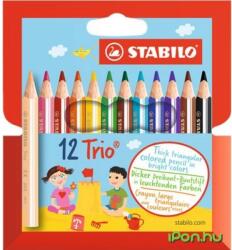 STABILO Színes ceruza készlet háromszögletű vastag rövid Trio 12 különböző szín