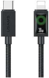 USAMS U92 adatkábel USB - lightning 30W PD gyorstöltő 120cm fekete SJ774USB01 (SJ774USB01)