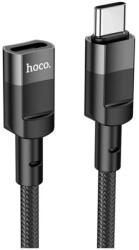 hoco. U107 adapter kábel (Type-C aljzat - Type-C. 3A. adatátvitel és töltés. 120cm. OTG) FEKETE (U107 120)